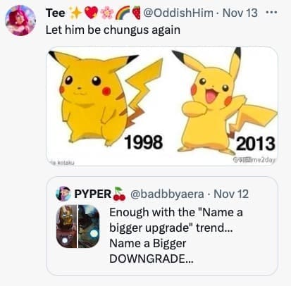 history's biggest downgrades pikachu