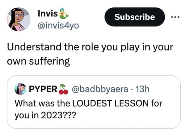 loudest lesson Understand the role you play in your own suffering