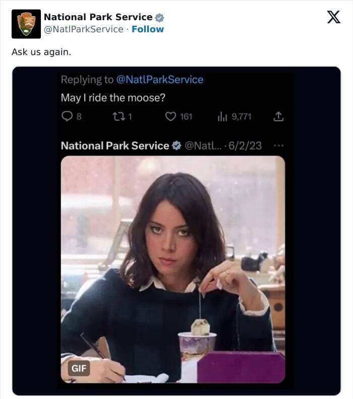 national park service tweets May I ride the moose?