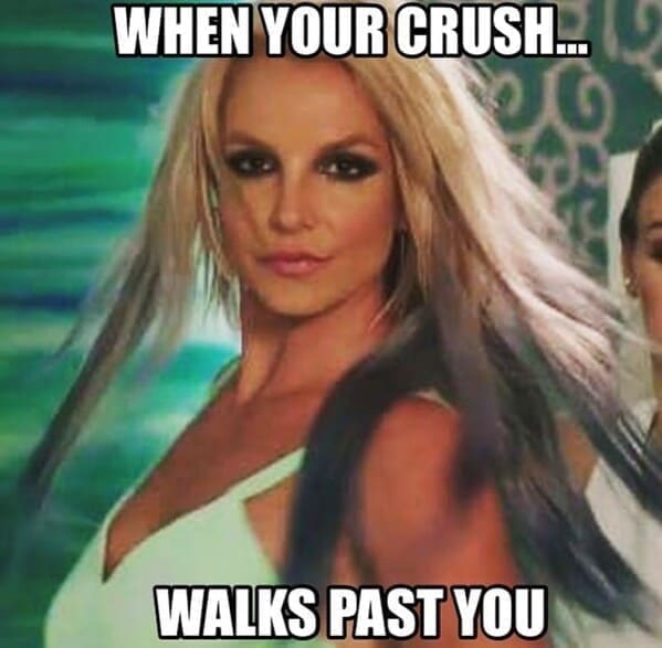 Britney Spears memes WHEN YOUR CRUSH... WALKS PAST YOU