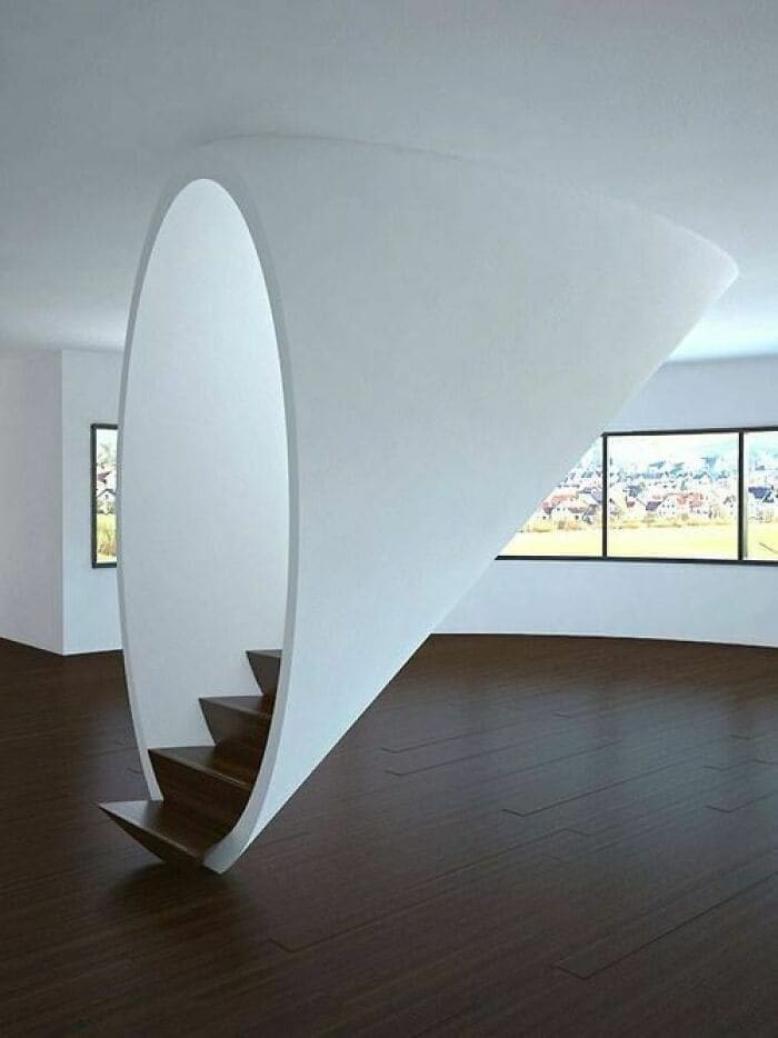 Cool minimalist designs oval white stairs
