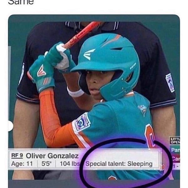 cozy meme Oliver Gonzalez Age: 11 5'5" 104 Ibs Special talent: Sleeping