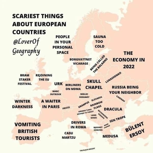 European maps SCARIEST THINGS ABOUT EUROPEAN COUNTRIES