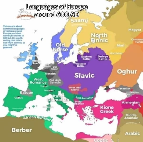 European maps Languages of Europe around 600 AD Saalmi