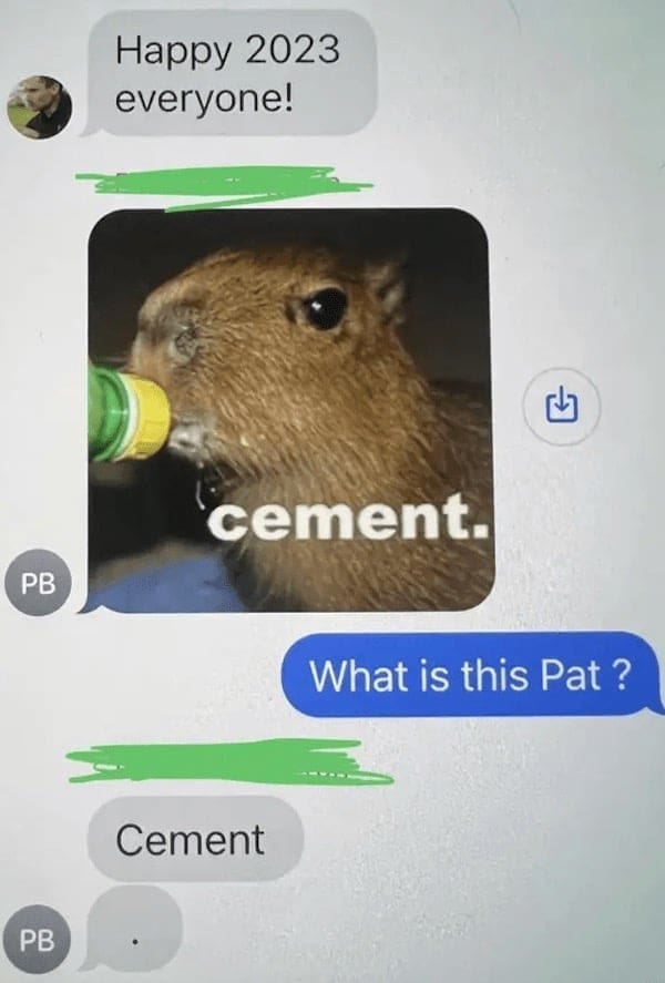 Happy 2023 everyone! 凶 cement. What is this Pat? Cement