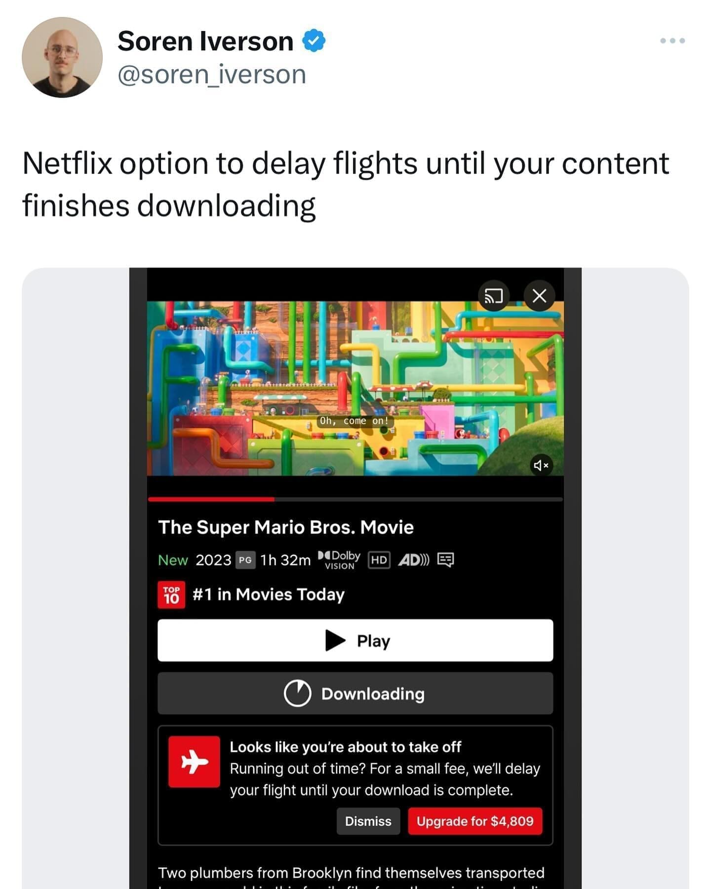 funny memes Netflix option to delay flights until your content finishes downloading