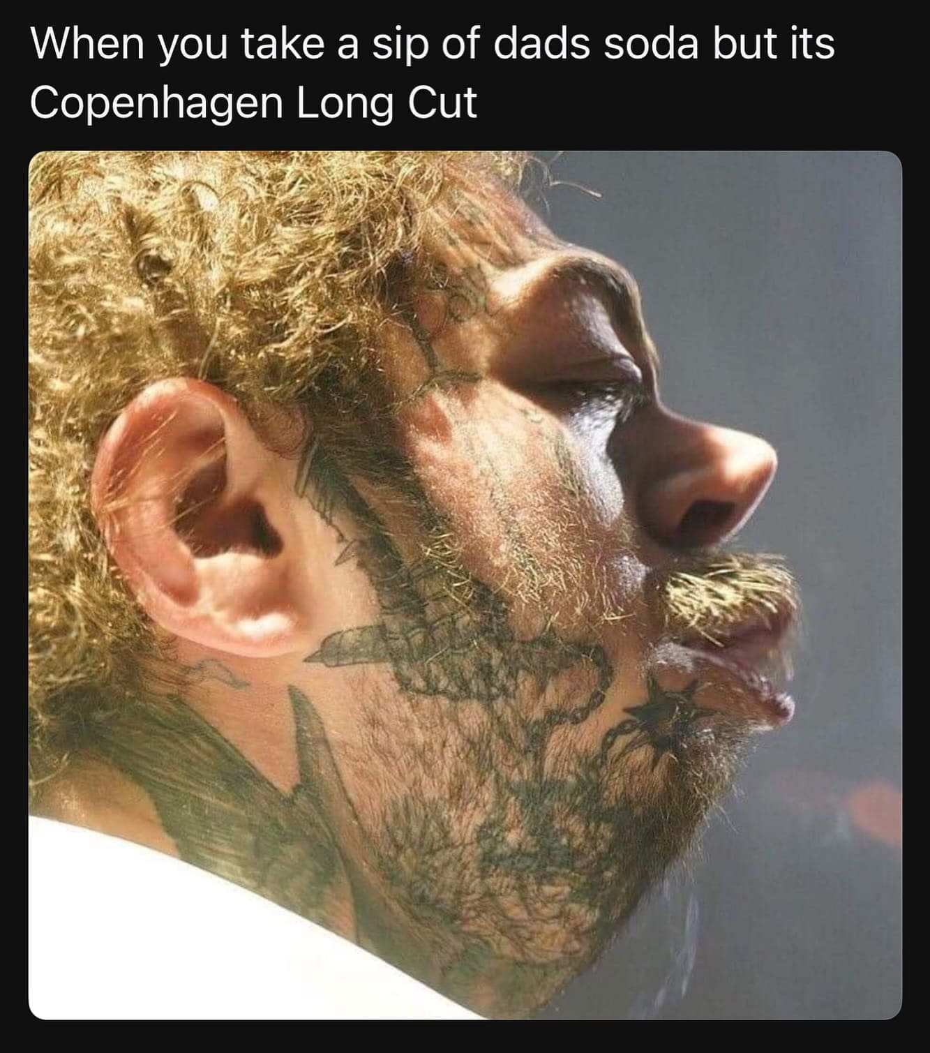 funny memes When you take a sip of dads soda but its Copenhagen Long Cut