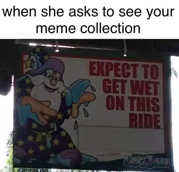 funny memes when she asks to see your meme collection 0 EXPECT TO GET WET ON THIS RIDE