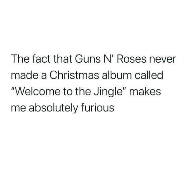 funny pics The fact that Guns N' Roses never made a Christmas album called "Welcome to the Jingle" makes me absolutely furious