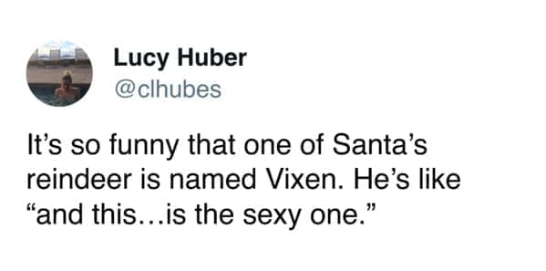 funny pics It's so funny that one of Santa's reindeer is named Vixen. He's like "and this... is the sexy one."