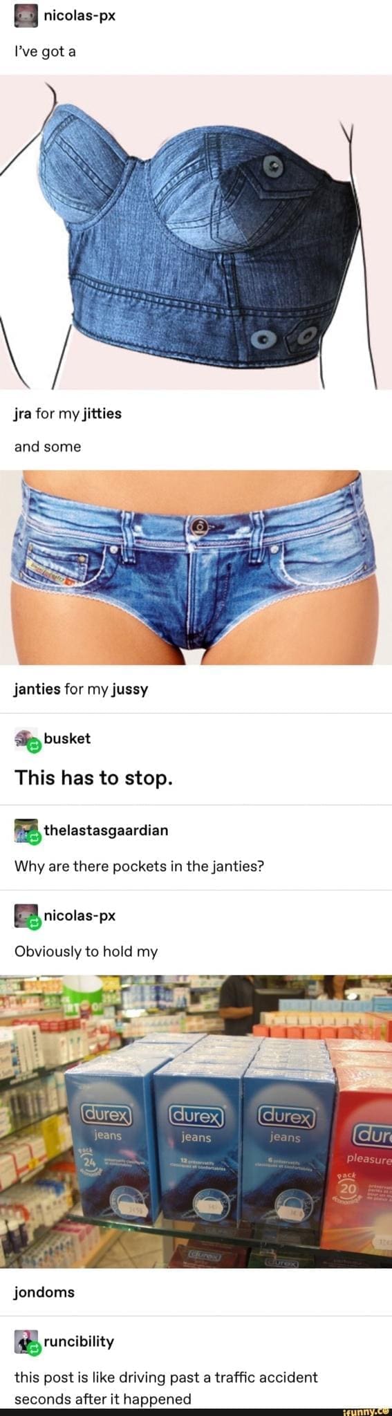 funny Tumblr posts jeans bra and panties