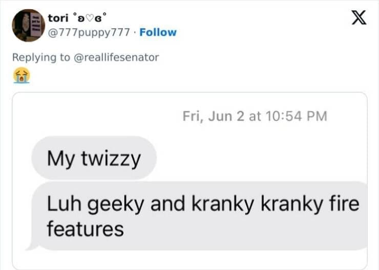 Gen Z Texting My twizzy Luh geeky and kranky kranky fire features