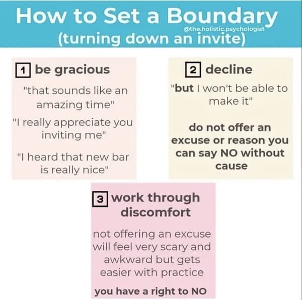 Helpful Christmas Charts How to Set a Boundary @the holistic.psychologist (turning down an invite)