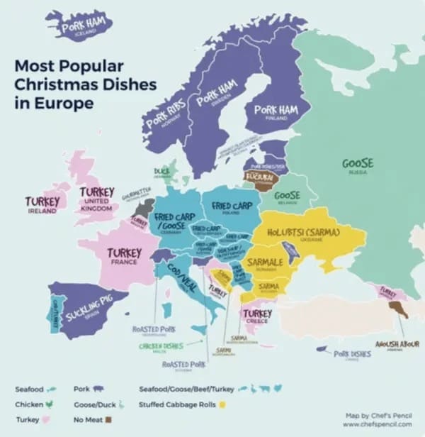 Helpful Christmas Charts Most Popular Christmas Dishes in Europe