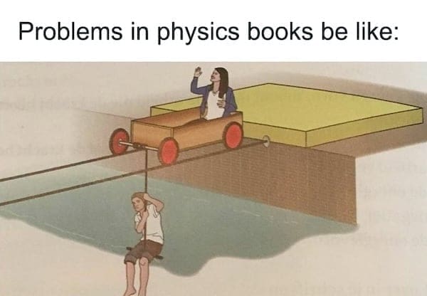 physics memes Problems in physics books be like: