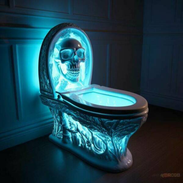 Weirdest Toilets glowing skull toilet