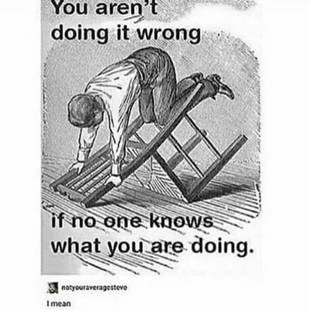 Technically correct memes You aren't doing it wrong if no one knows what you are doing.