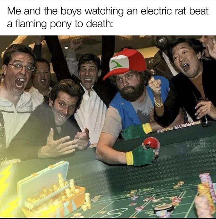 funny pics Me and the boys watching an electric rat beat a flaming pony