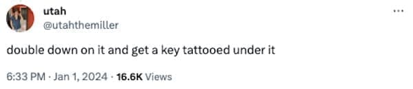 accidental swinger tattoo double down on it and get a key tattooed under it