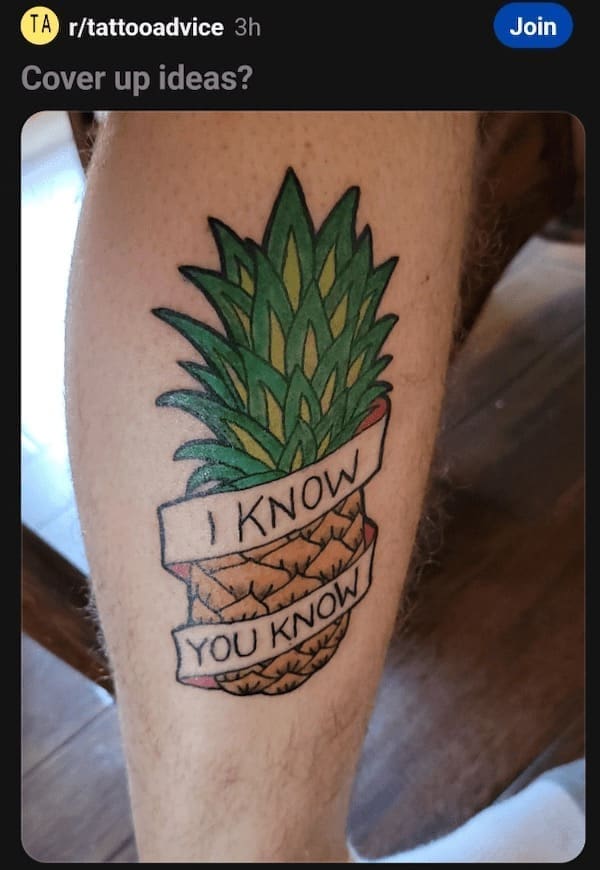 accidental swinger tattoo pineapple I know tattoo