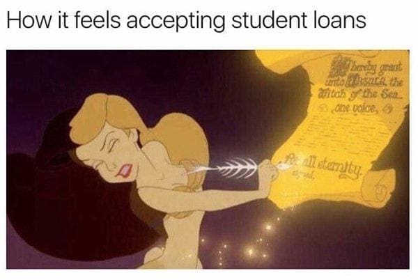 college memes How it feels accepting student loans