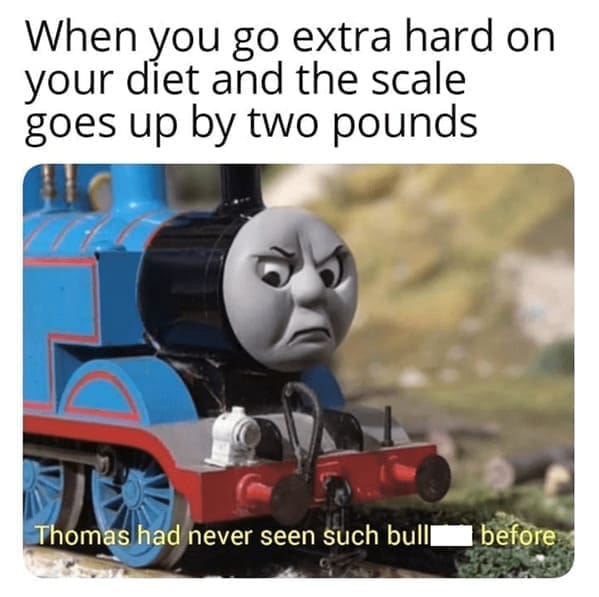 diet memes When you go extra hard on your diet and the scale goes up by two pounds Thomas had never seen such bull