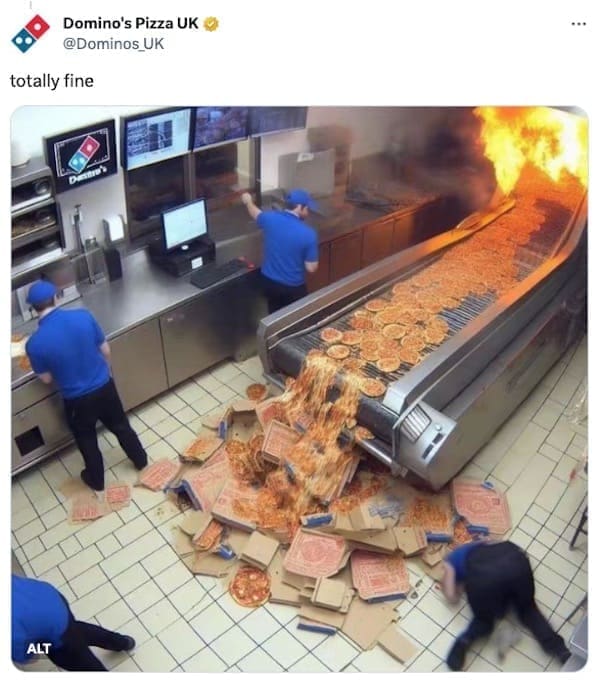 totally fine dominos on fire