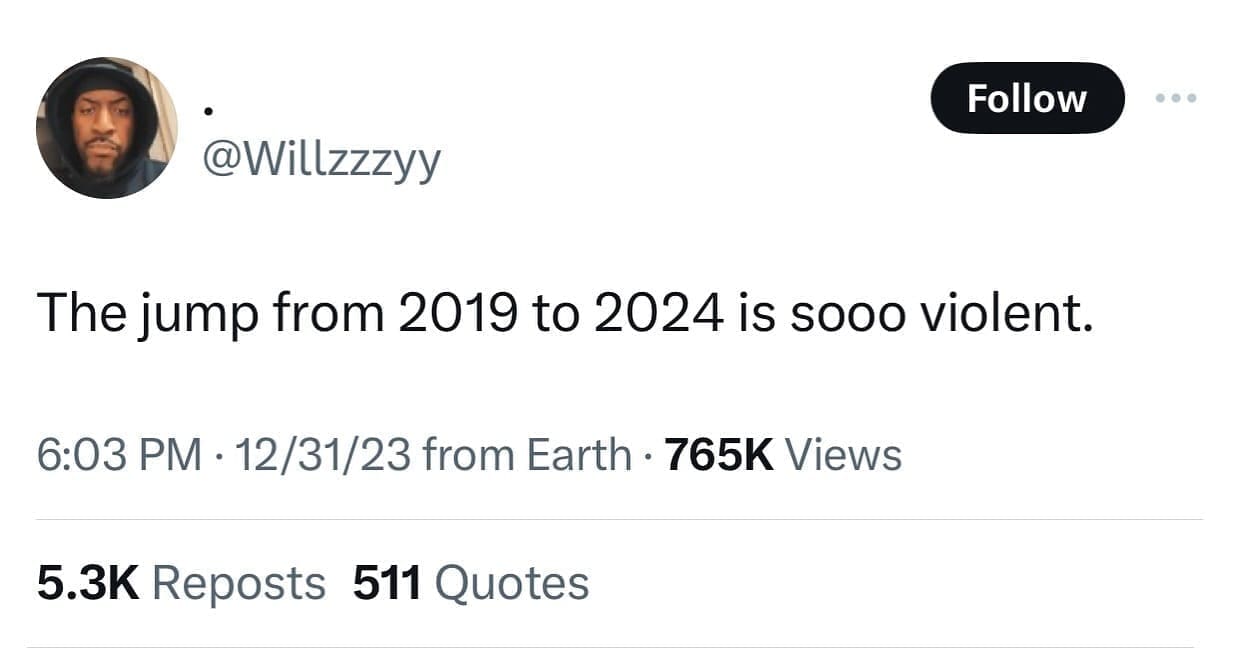 funny memes The jump from 2019 to 2024 is sooo violent.