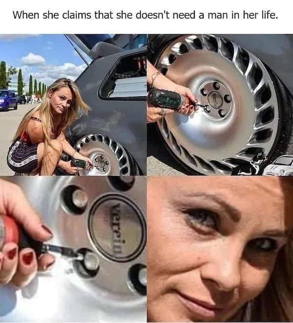 Funny memes When she claims that she doesn't need a man in her life.