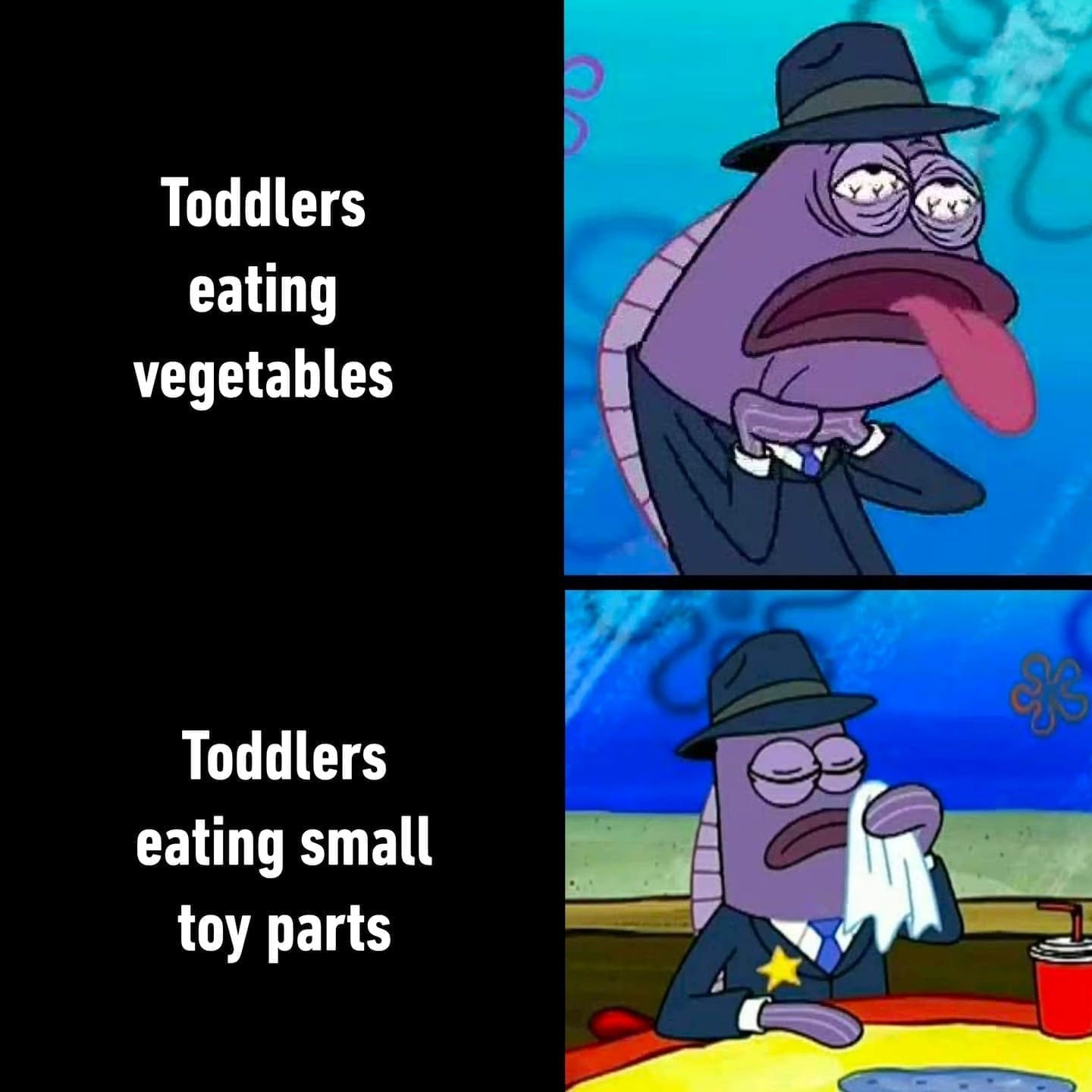 funny memes Toddlers eating vegetables Toddlers eating small toy parts