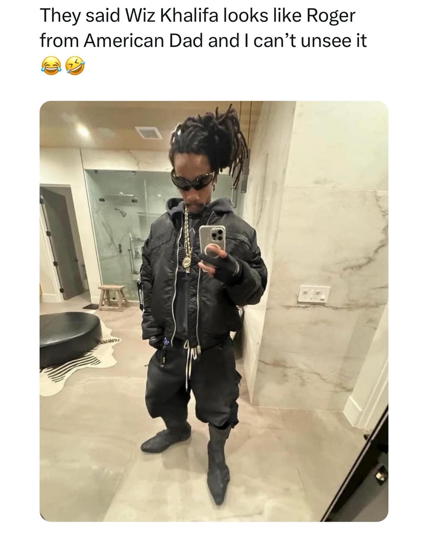 funny pics They said Wiz Khalifa looks like Roger from American Dad and I can't unsee it