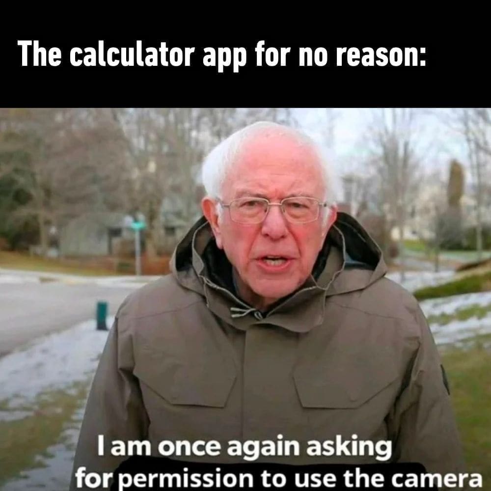 funny pics The calculator app for no reason: I am once again asking for permission to use the camera
