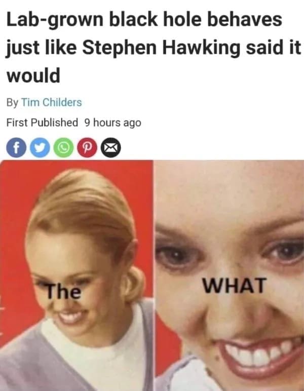 funny pics Lab-grown black hole behaves just like Stephen Hawking said it would