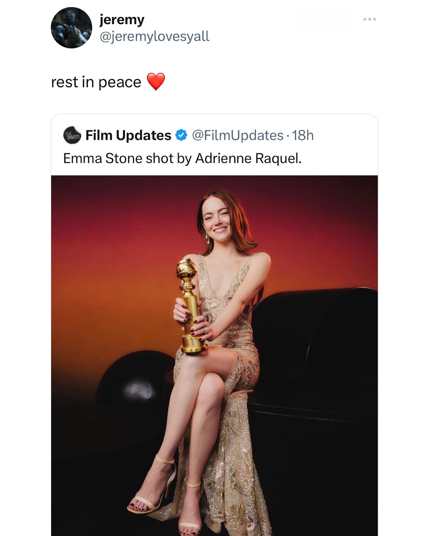 funny pics rest in peace Emma Stone shot by Adrienne Raquel.