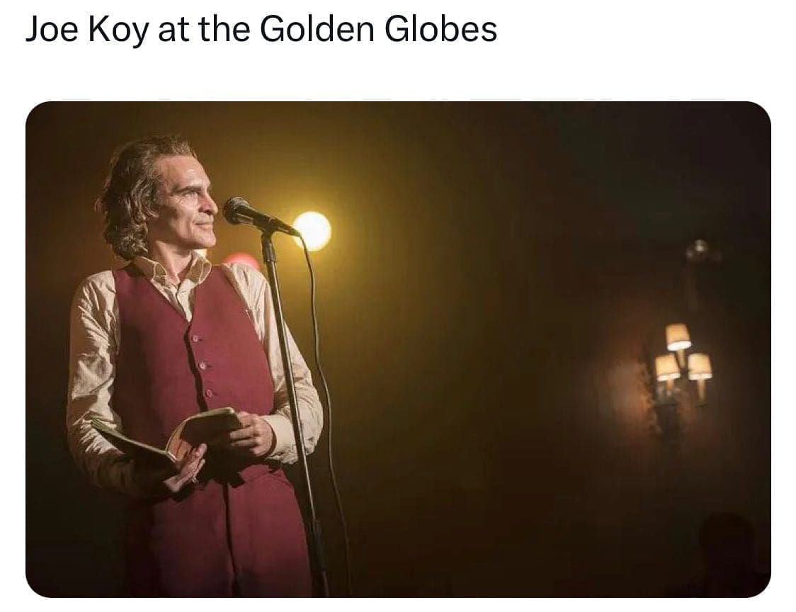funny pics Joe Koy at the Golden Globes