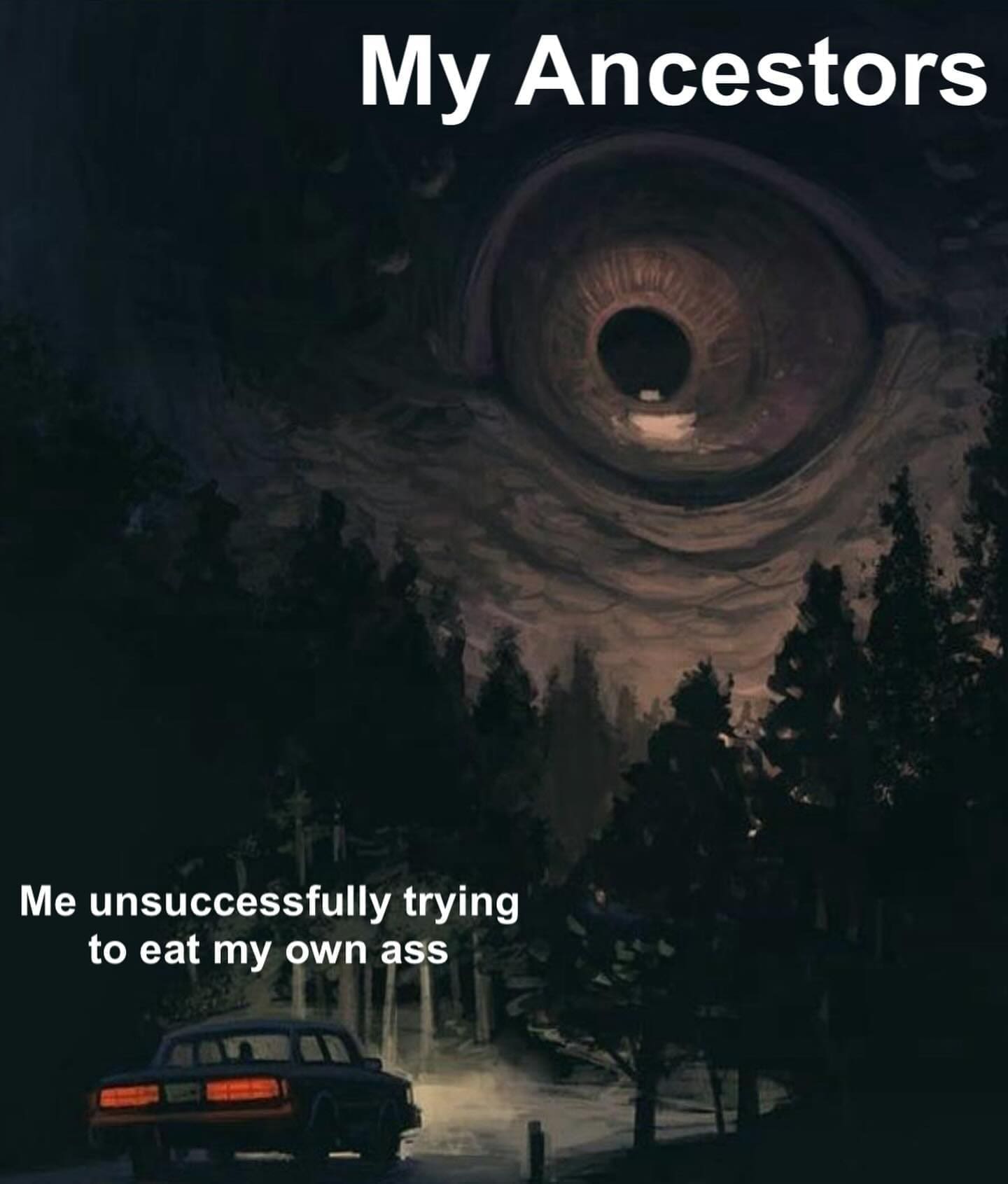 funny pics My Ancestors Me unsuccessfully trying to eat my own