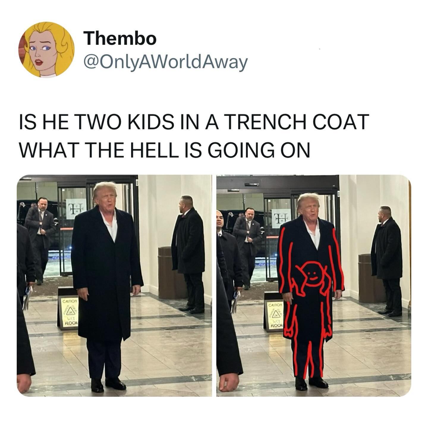 funny pics @OnlyAWorldAway IS HE TWO KIDS IN A TRENCH COAT WHAT THE HELL IS GOING ON