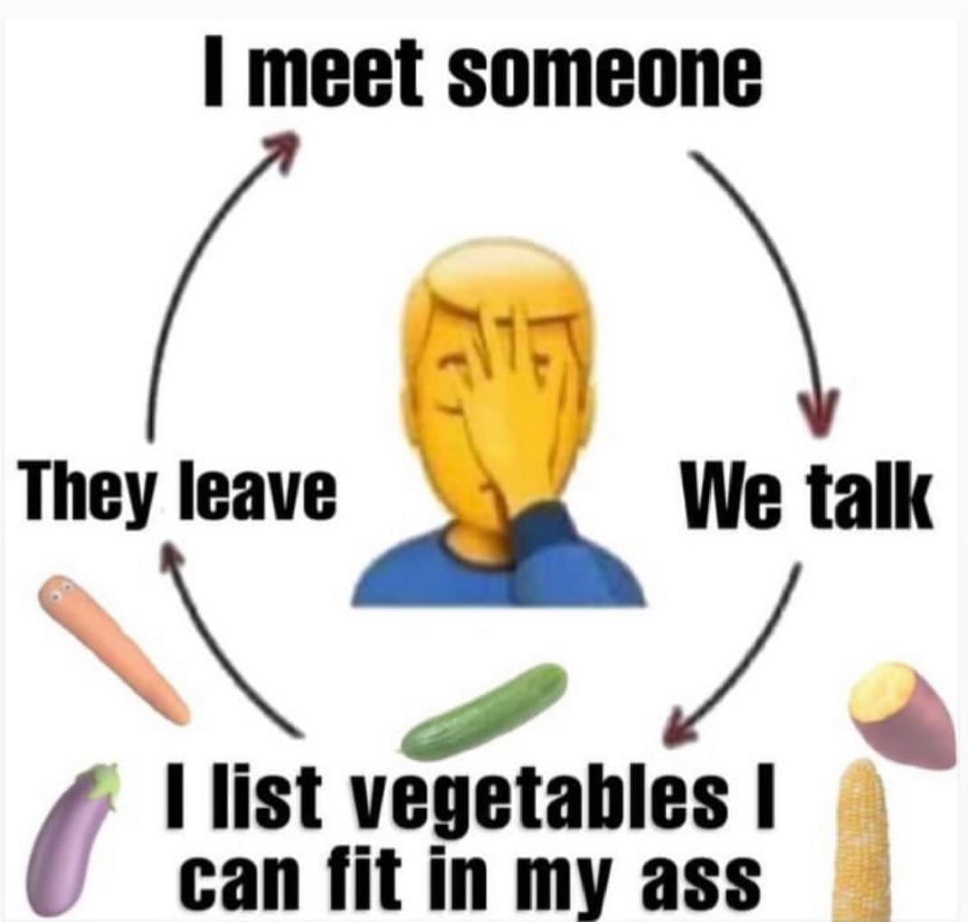 funny pics I meet someone They leave We talk I list vegetables I can fit in my