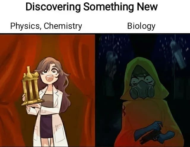 Science memes Discovering Something New Physics, Chemistry Biology