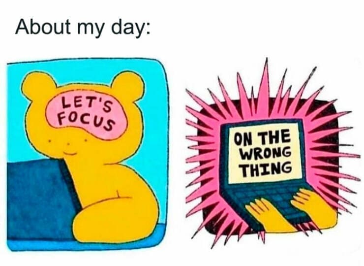 grad school memes About my day: LET'S FOCUS ON THE WRONG THING
