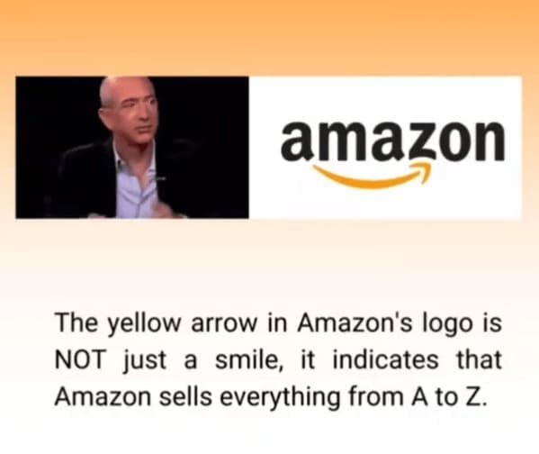 I was today years old The yellow arrow in Amazon's logo is NOT just a smile, it indicates that Amazon sells everything from A to Z.