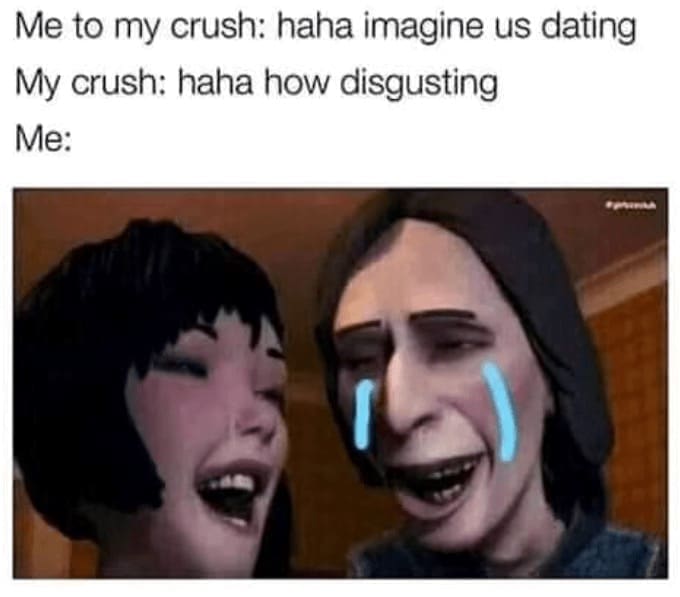 Introvert Dating Memes Me to my crush: haha imagine us dating My crush: haha how disgusting Me: