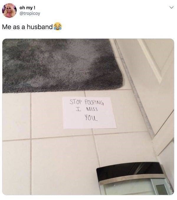 Marriage memes Me as a husband. STOP POOPING I MISS YOu