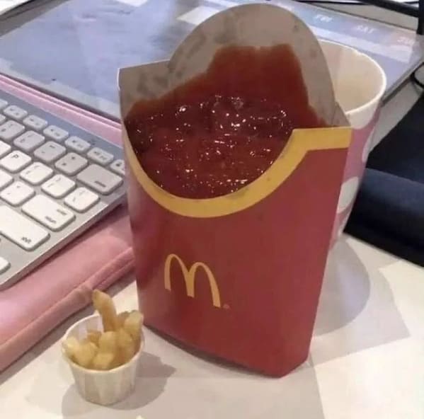 Messed up foods McDonalds fries filled with ketchup