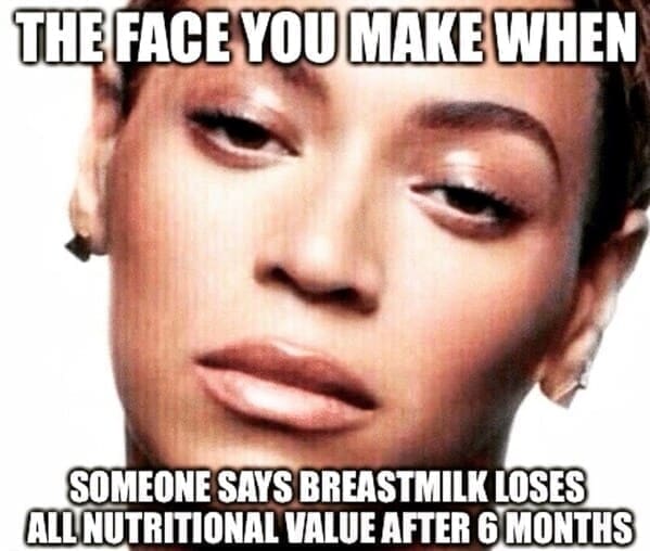 New parent memes THE FACE YOU MAKE WHEN SOMEONE SAYS BREASTMILK LOSES ALL NUTRITIONAL VALUE AFTER 6 MONTHS