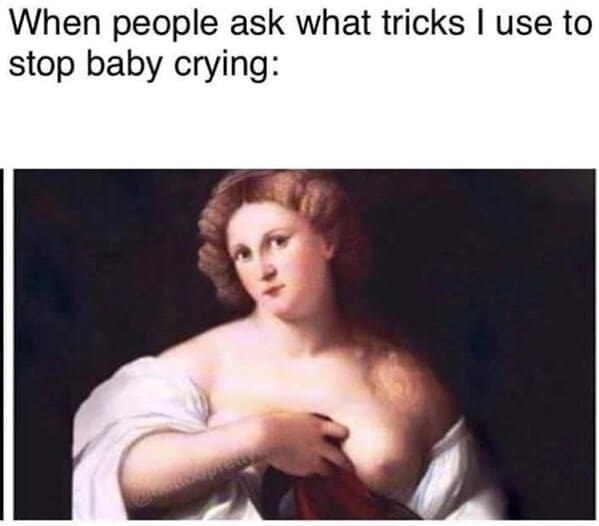 New parent memes When people ask what tricks I use to stop baby crying:
