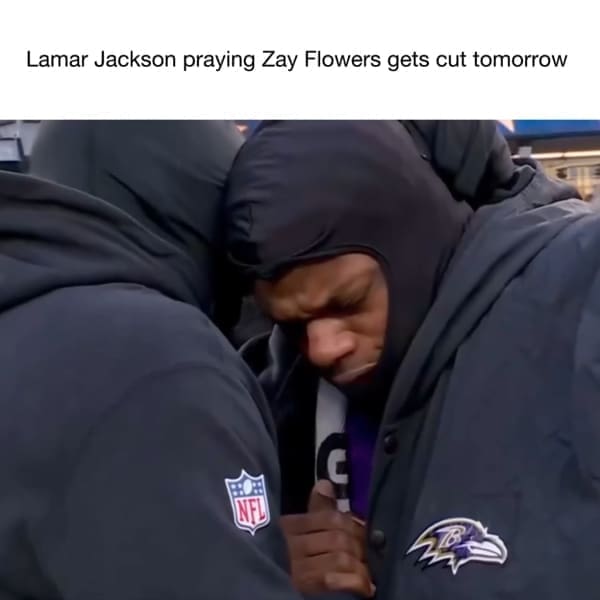 NFL memes Lamar Jackson praying Zay Flowers gets cut tomorrow