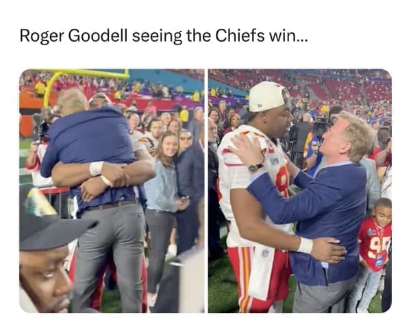 NFL memes Roger Goodell seeing the Chiefs win... 