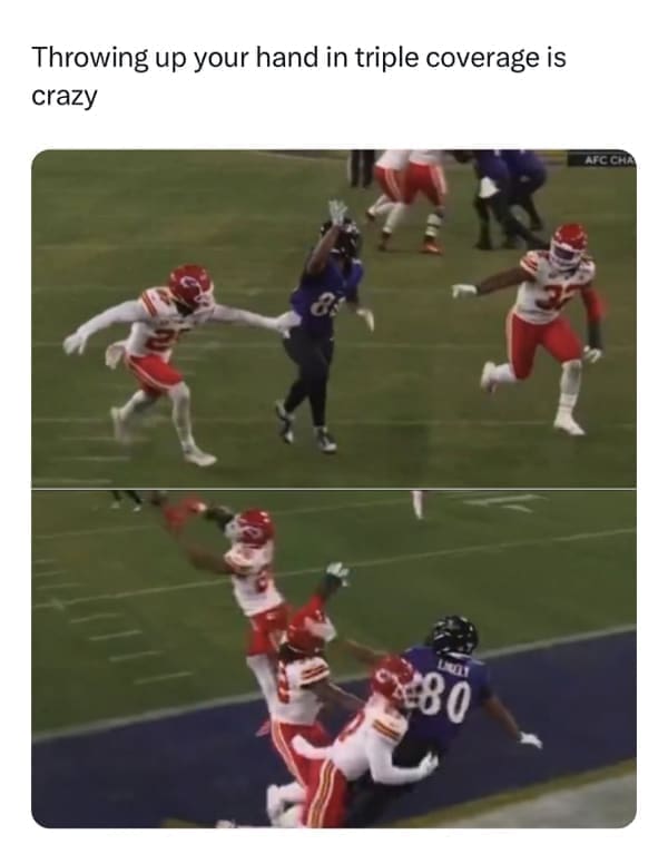 NFL memes Throwing up your hand in triple coverage is crazy