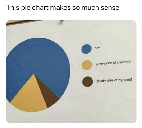 pun memes This pie chart makes so much sense Sky Sunny side of pyramid Shady side of pyramid